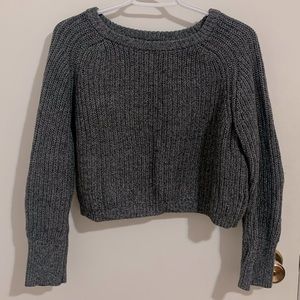 grey cropped knit sweater